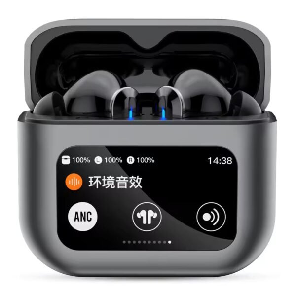 Harmo Q30 | Active Noise Cancel Wireless Earphones LCD Full-Color Touch Screen Earbuds With Music, Game, Movie Three Scene Modes