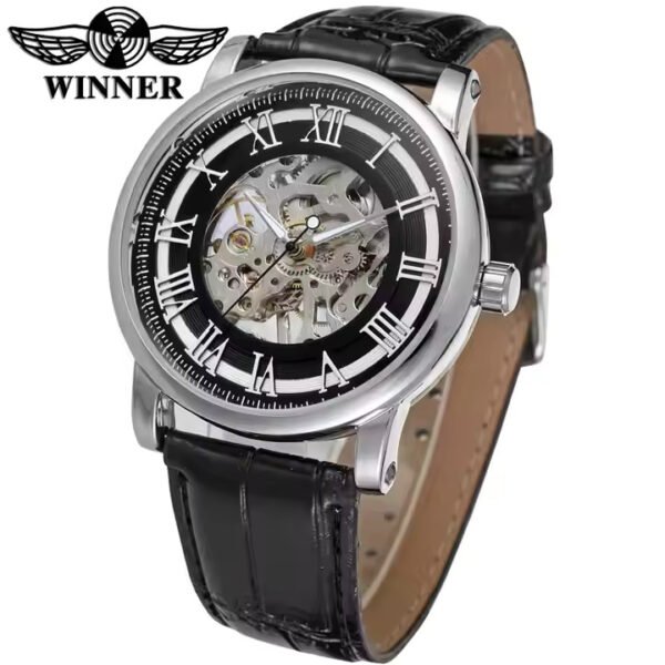 Winner 8051 | Men Roman Numerals Mechanical Leather Men's Wrist Watch - Image 2